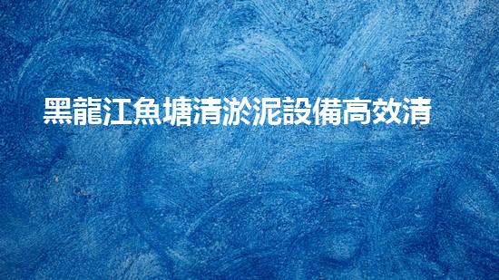 黑龍江魚塘清淤泥設備高效清淤技術助力水域生態(tài)恢復！